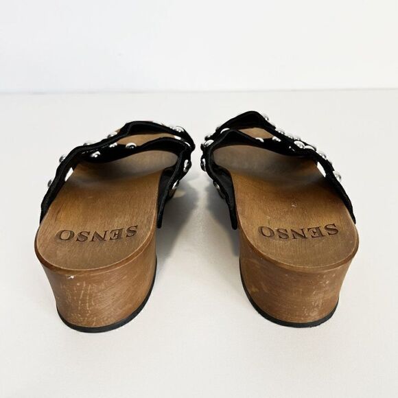 Senso Black Studded Strappy Wood Sole Sandals - Picture 5 of 7